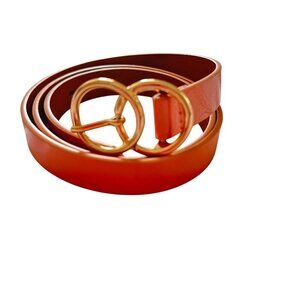 Skinny Belt Double Gold Buckle Women Size S Adjustable Georgia Peach A New Day